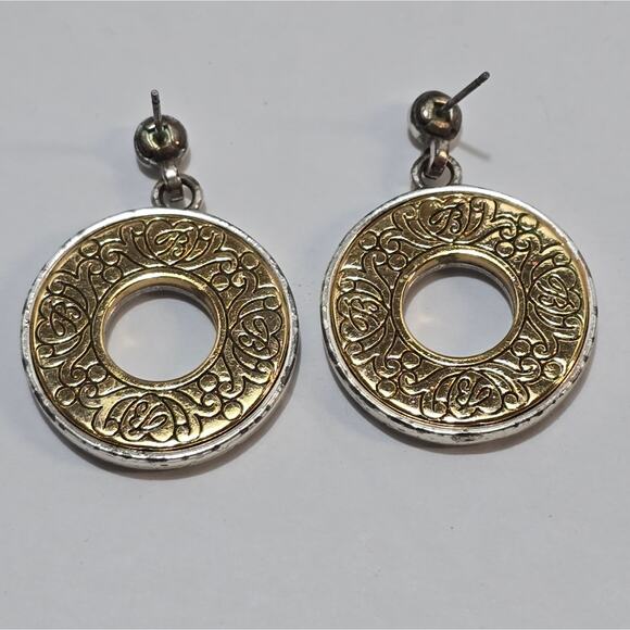 Brighton Scrolled Mixed Metals Dangle Post Earrings - Picture 5 of 7